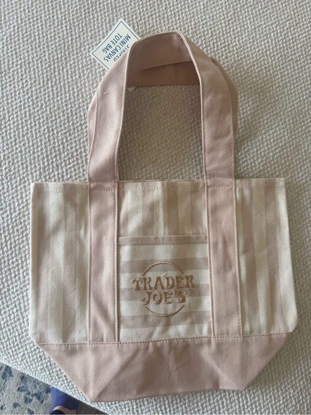 Trader Joe’s Tan Stripe Canvas Tote Bag MINI